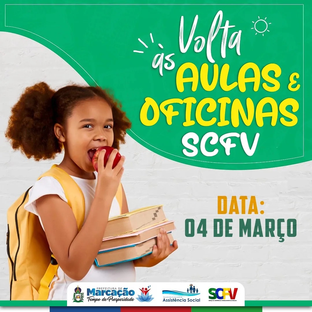 Aulas e oficinas do SCFV retornam nesta segunda-feira (04) em Marcação